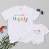 Custom Daddy's Girl Matching Family Shirts, Baby Bodysuit & Dad's Tee, Soft Cotton, Pastel Text Design, Perfect for Father's Day Gifts