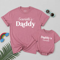 Custom Daddy's Girl Matching Family Shirts, Baby Bodysuit & Dad's Tee, Soft Cotton, Pastel Text Design, Perfect for Father's Day Gifts