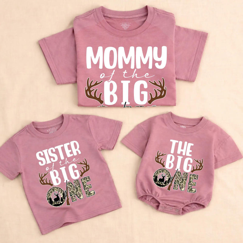 Custom Deer Hunting 1st Birthday Matching Family Shirts & Baby Romper, The Big One Design, Soft Cotton Long Sleeve Tees for All Ages