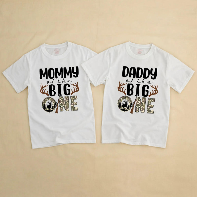 Custom Deer Hunting 1st Birthday Matching Family Shirts & Baby Romper, The Big One Design, Soft Cotton Long Sleeve Tees for All Ages