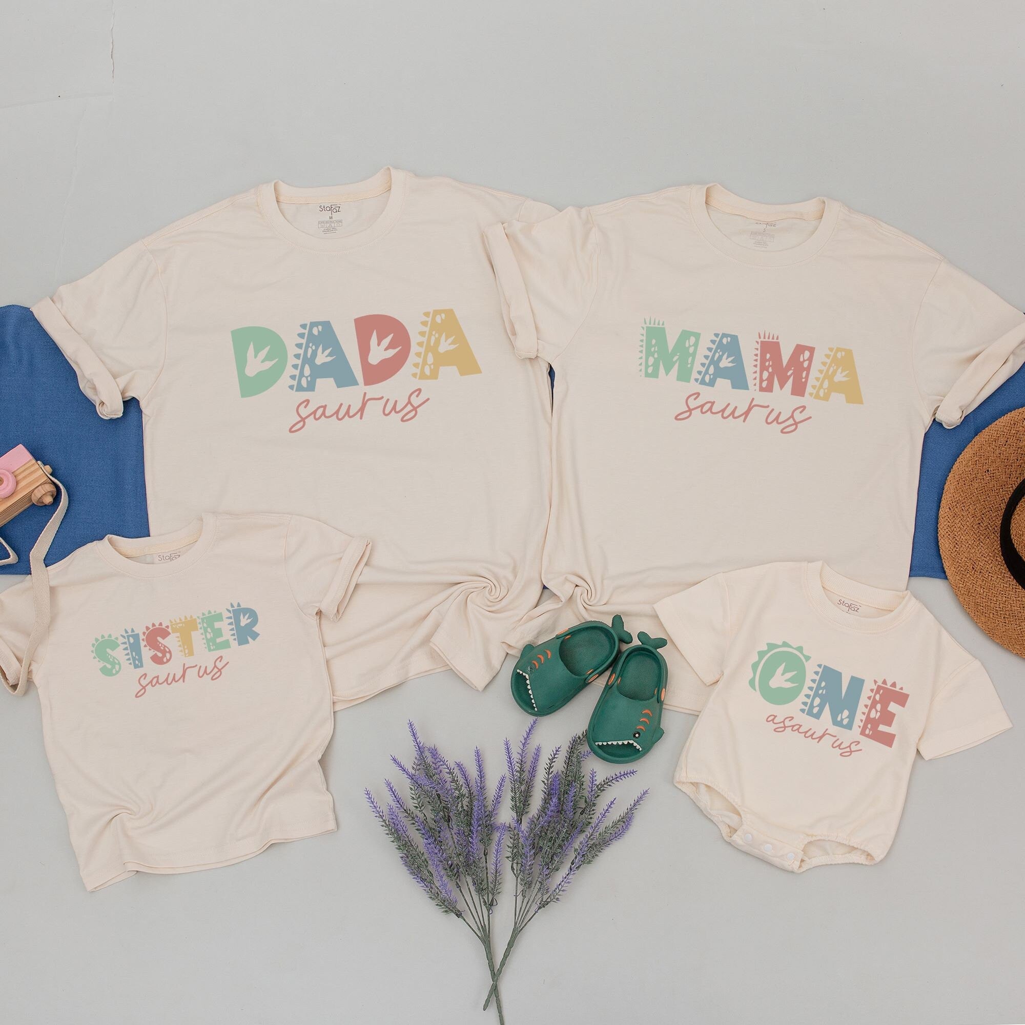 Custom Dinosaur Family Shirts Personalized Kids Birthday Tee Matching Outfit Mama Daddy Saurus Fun Dino Party Gift Colorful Design