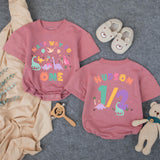 Custom Dinosaur Half Way to One Baby Romper, Soft Cotton Long & Short Sleeve Outfit for 6 Month Birthday Cake Smash Photos