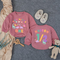 Custom Dinosaur Half Way to One Baby Romper, Soft Cotton Long & Short Sleeve Outfit for 6 Month Birthday Cake Smash Photos