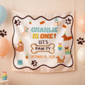 Custom Dog Birthday Silk Banner with Paw Prints, Puppy Party Backdrop, Personalized Let's Pawty First Birthday Decor for Kids & Pets