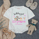 Custom Dog-Themed Matching Family Shirts & Baby Romper, Birthday Girl Outfit with Name, Soft Cotton for Party, Photos & Gifts