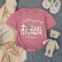 Custom Dog-Themed Matching Family Shirts & Baby Romper, Birthday Girl Outfit with Name, Soft Cotton for Party, Photos & Gifts