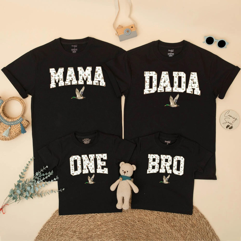 Custom Duck Hunting Family Matching Birthday Shirts, Rustic Outdoorsy Mallard Design for Mom, Dad, Baby, Toddler, Boy, Girl Party Outfit