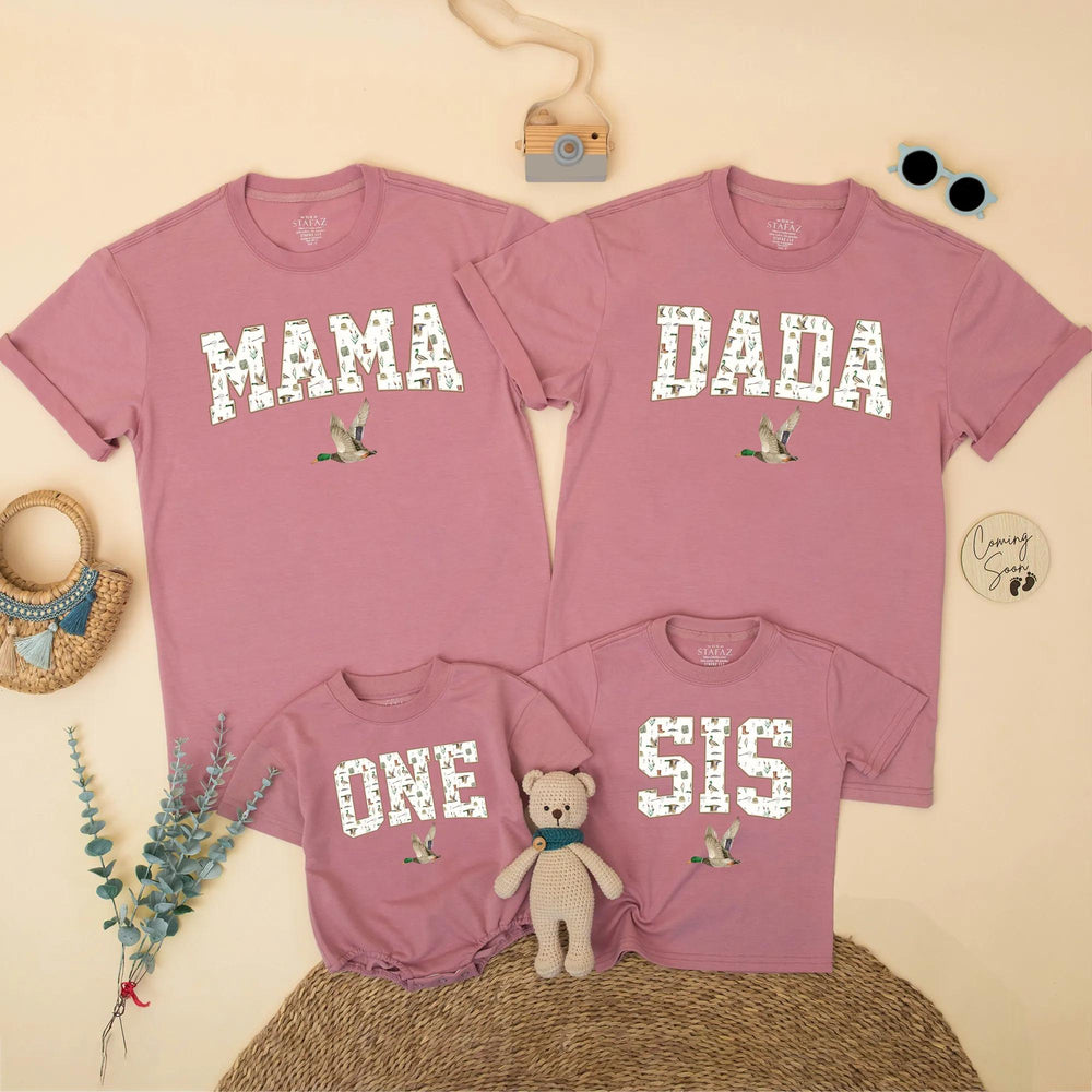 Custom Duck Hunting Family Matching Birthday Shirts, Rustic Outdoorsy Mallard Design for Mom, Dad, Baby, Toddler, Boy, Girl Party Outfit