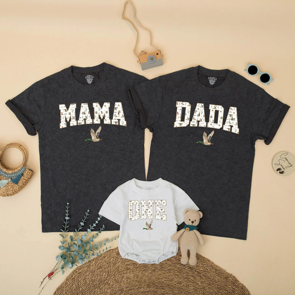 Custom Duck Hunting Family Matching Birthday Shirts, Rustic Outdoorsy Mallard Design for Mom, Dad, Baby, Toddler, Boy, Girl Party Outfit