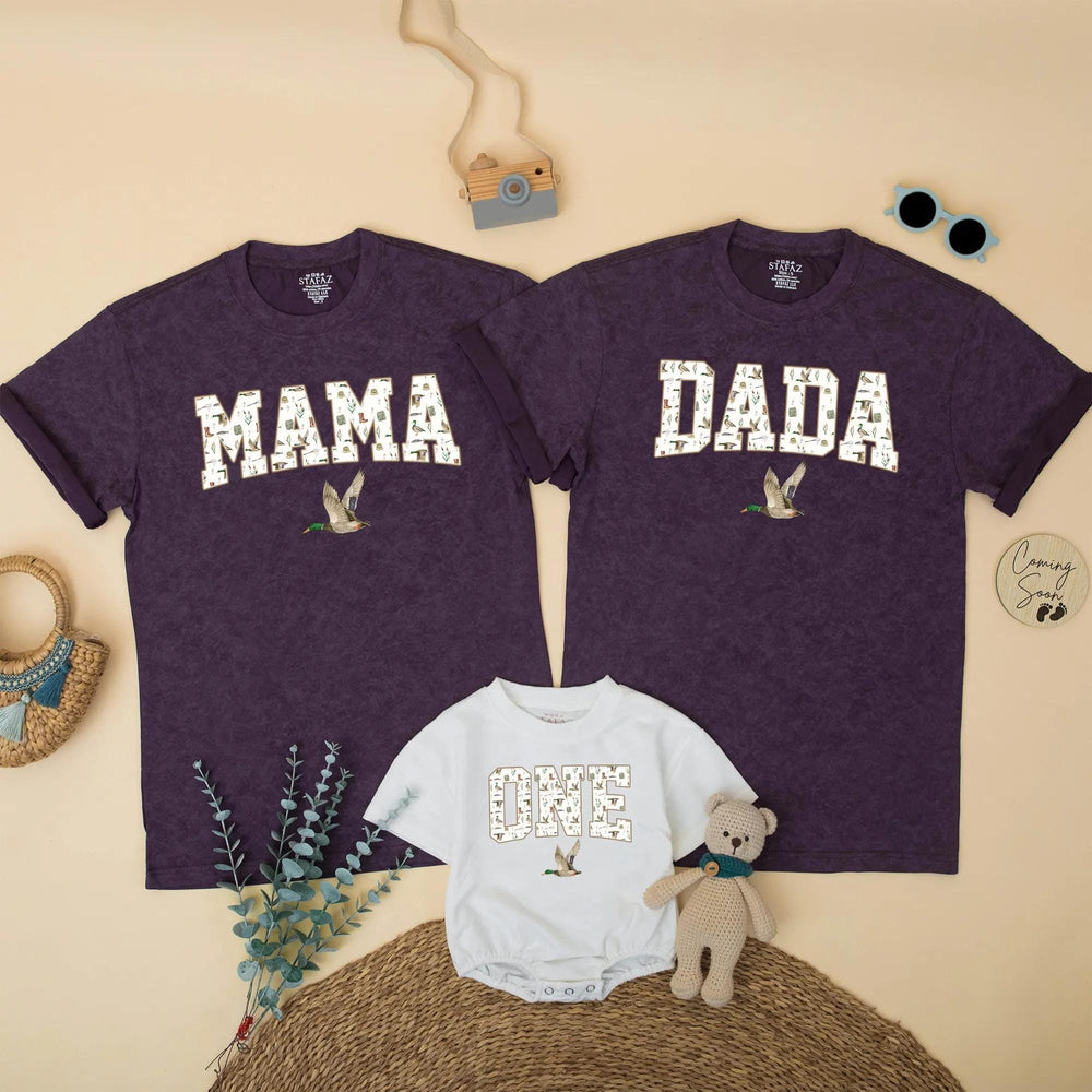 Custom Duck Hunting Family Matching Birthday Shirts, Rustic Outdoorsy Mallard Design for Mom, Dad, Baby, Toddler, Boy, Girl Party Outfit