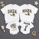 Custom Duck-Themed Matching Family Shirts & Baby Rompers, Personalized First Birthday Outfits, Soft Cotton, Perfect for Milestone Photos