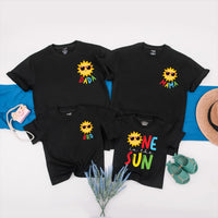 Custom Family Birthday Shirt Set with Sun Design, First Birthday Outfit for Baby One in the Sun, Summer Matching Party Clothes Gift