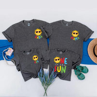 Custom Family Birthday Shirt Set with Sun Design, First Birthday Outfit for Baby One in the Sun, Summer Matching Party Clothes Gift