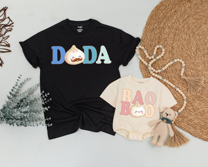 Custom Baby Bao Matching Family Shirts, Soft Cotton Dumpling Print Tee, Personalized Mom Dad Sister Bodysuit, Baby Shower or Coming Home
