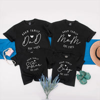 Custom Family Matching Shirts with Adam Family Design, Personalized Baby Announcement Outfit, Modern Minimalist Style, Est. 2025 Gift