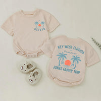 Custom Family Vacation Shirts 2026 Key West Florida Beach Trip Tees with Palm Trees and Sunset, Personalized Summer Matching Outfits
