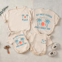 Custom Family Vacation Shirts 2026 Personalized Key West Tees with Sunset and Palm Tree Design Matching Summer Beach Trip Outfits