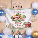 Custom Farm Animals Birthday Silk Banner for Toddler, Barnyard Party Backdrop, Ethan Turns 3, Vibrant Colors, Perfect for Celebrations
