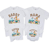 Custom Farm Tractor 1st Birthday Matching Family Shirts, Baby Romper, Kids' Tee, Mama Daddy Outfits, Soft Cotton Birthday Clothes