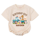 Custom Farm Tractor 1st Birthday Matching Family Shirts, Baby Romper, Kids' Tee, Mama Daddy Outfits, Soft Cotton Birthday Clothes