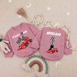 Custom Fast One Race Car Baby Romper with Brian's Name Birthday Outfit Vibrant Red Car Design Infant Party Clothes Soft Cotton 1st Celebration