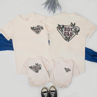 Custom Father Son Matching Shirts and Baby Romper with Mallard Duck Design, Boy Dad Outfit, Rustic Camo Style for New Dad Gift or Family Photos