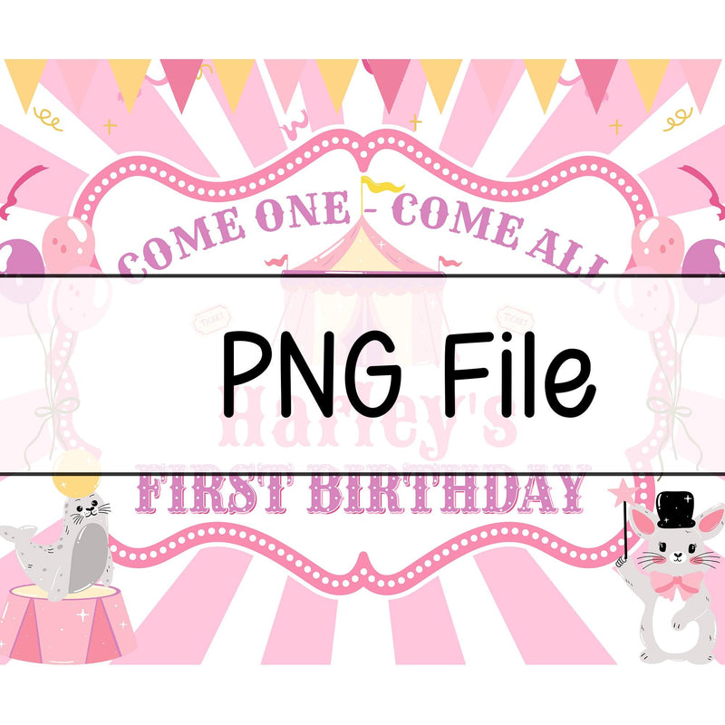Custom First Birthday Girl Shirt with Pastel Circus Tent Design, Soft Pink Carnival Outfit, Baby Party Banner and Big Top Theme Decor