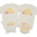 Custom First Trip Around the Sun Birthday Shirts, Boho Sunshine Family Matching Outfit for Baby, Kids, Mom & Dad in Soft Cotton