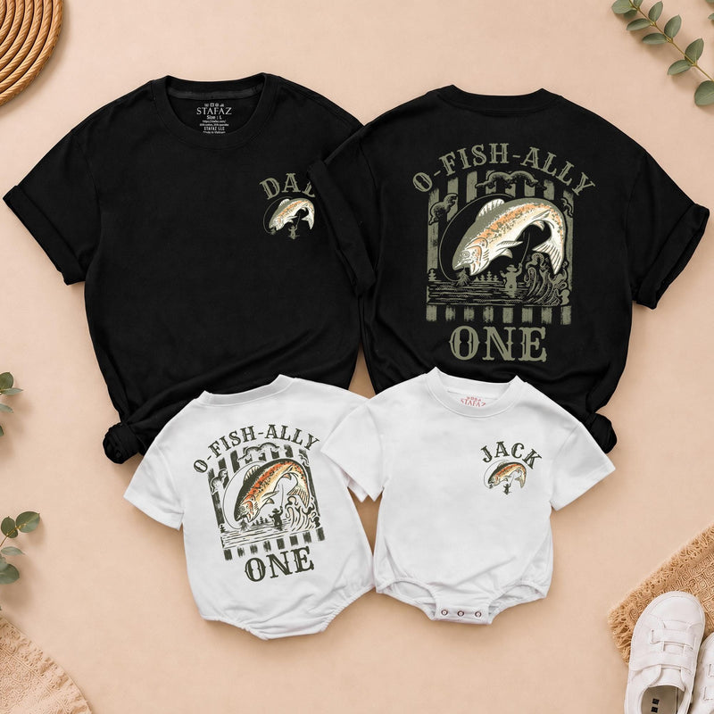 Custom O-Fish-Ally One 1st Birthday Fishing Outfit, Matching Family Shirts, Baby Romper, Soft Cotton, Perfect for Birthday Celebrations