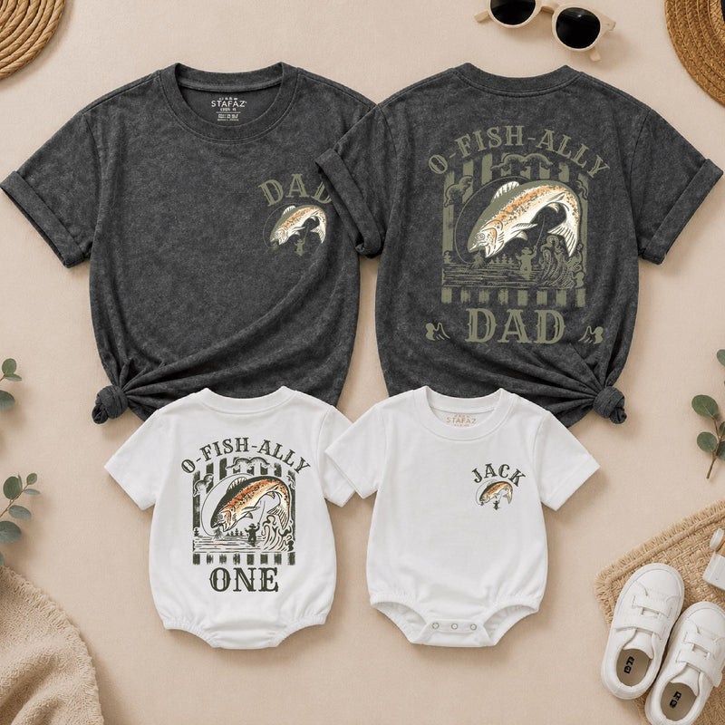 Custom O-Fish-Ally One 1st Birthday Fishing Outfit, Matching Family Shirts, Baby Romper, Soft Cotton, Perfect for Birthday Celebrations