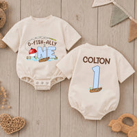 Custom O-Fish-Ally One Fishing Birthday Romper for Baby Boy, Soft Cotton Outfit with Snap Closures, Perfect for First Birthday Photos