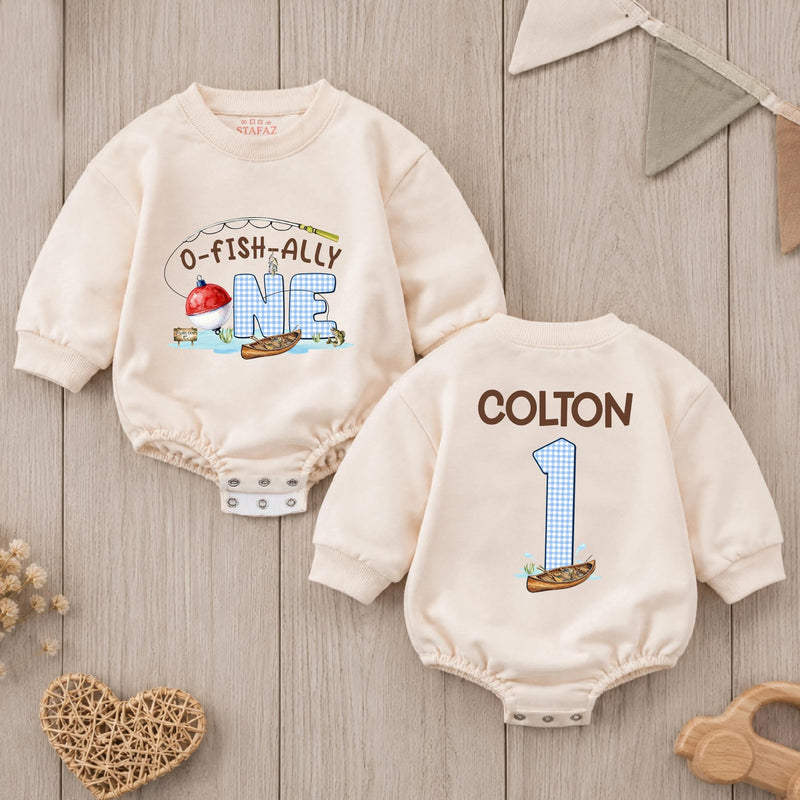 Custom O-Fish-Ally One Fishing Birthday Romper for Baby Boy, Soft Cotton Outfit with Snap Closures, Perfect for First Birthday Photos