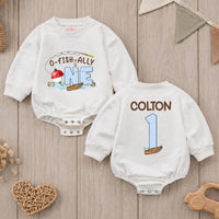 Custom O-Fish-Ally One Fishing Birthday Romper for Baby Boy, Soft Cotton Outfit with Snap Closures, Perfect for First Birthday Photos