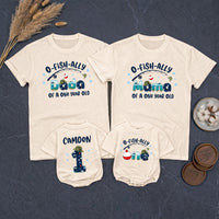 Custom O-Fish-Ally One Matching Family Shirts with Fishing Theme, Baby Romper & Soft Cotton Tees for 1st Birthday Celebration
