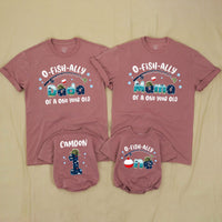 Custom O-Fish-Ally One Matching Family Shirts with Fishing Theme, Baby Romper & Soft Cotton Tees for 1st Birthday Celebration