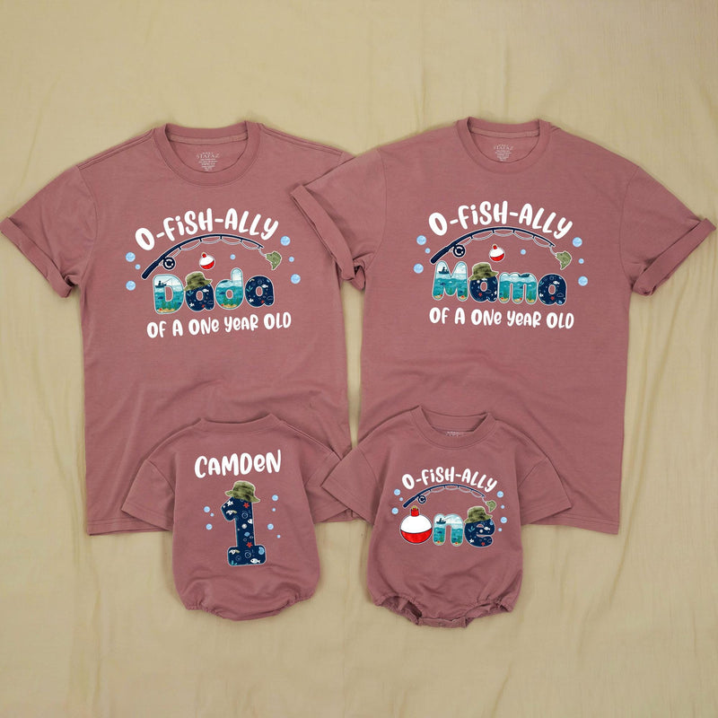 Custom O-Fish-Ally One Matching Family Shirts with Fishing Theme, Baby Romper & Soft Cotton Tees for 1st Birthday Celebration
