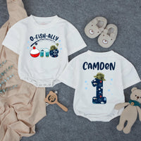 Custom O-Fish-Ally One Matching Family Shirts with Fishing Theme, Baby Romper & Soft Cotton Tees for 1st Birthday Celebration