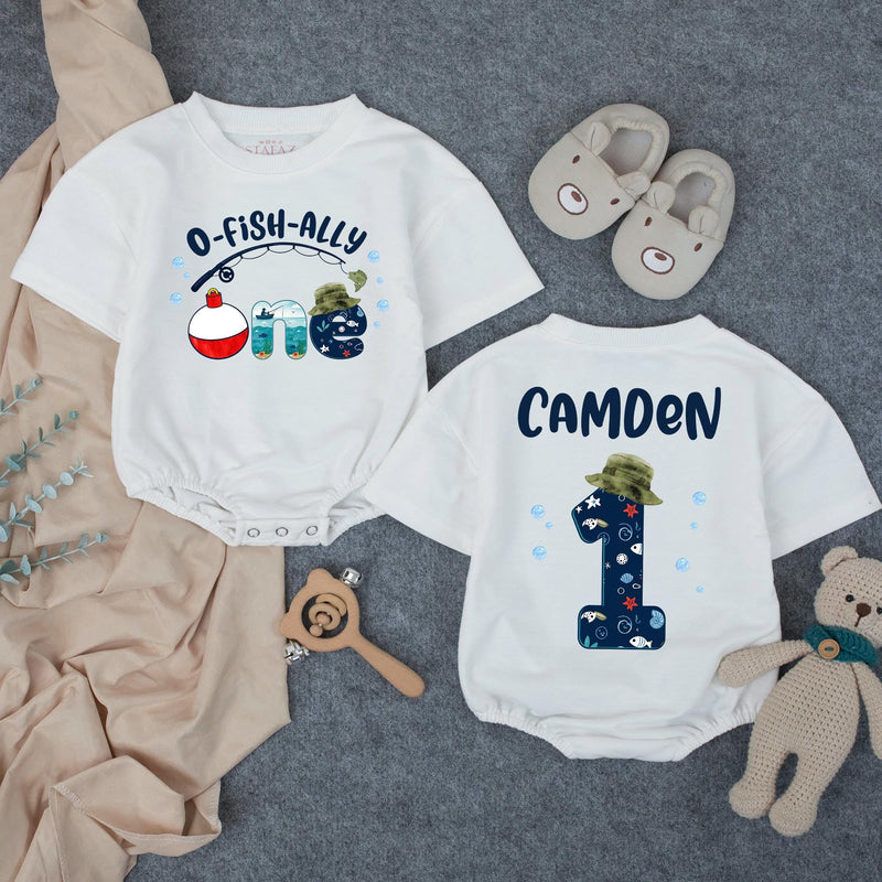 Custom O-Fish-Ally One Matching Family Shirts with Fishing Theme, Baby Romper & Soft Cotton Tees for 1st Birthday Celebration