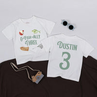 Custom O-Fish-Ally Three Fishing Birthday Toddler Shirt, Soft Cotton Kids' T-Shirt, Personalized Outfit for 3rd Birthday Party Celebration