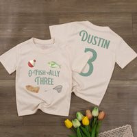 Custom O-Fish-Ally Three Fishing Birthday Toddler Shirt, Soft Cotton Kids' T-Shirt, Personalized Outfit for 3rd Birthday Party Celebration