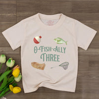 Custom O-Fish-Ally Three Fishing Birthday Toddler Shirt, Soft Cotton Kids' T-Shirt, Personalized Outfit for 3rd Birthday Party Celebration