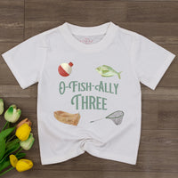 Custom O-Fish-Ally Three Fishing Birthday Toddler Shirt, Soft Cotton Kids' T-Shirt, Personalized Outfit for 3rd Birthday Party Celebration