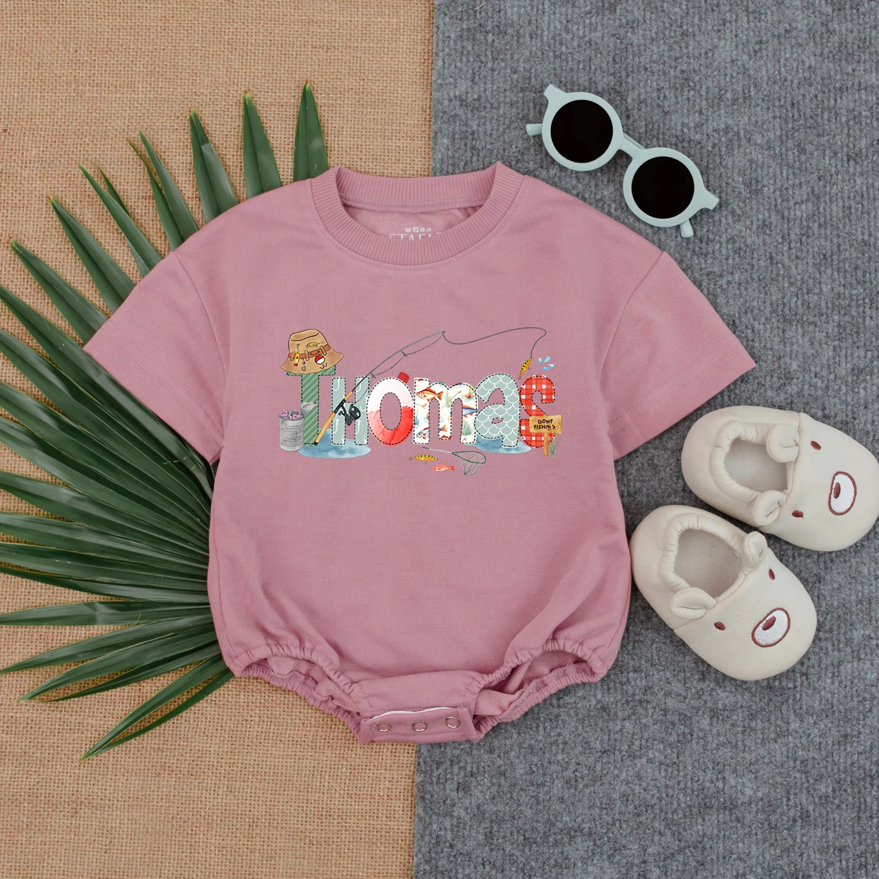 Custom Fishing-Themed Baby Romper Colorful Home Design Infant Toddler Gift Soft Cotton Playful Outfit for Boys and Girls Special Occasions