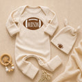 Custom Football Baby Bodysuit with Name, Soft Cotton Long Sleeve Game Day Outfit for Newborns and Infants, Fall Baby Shower Gift Set