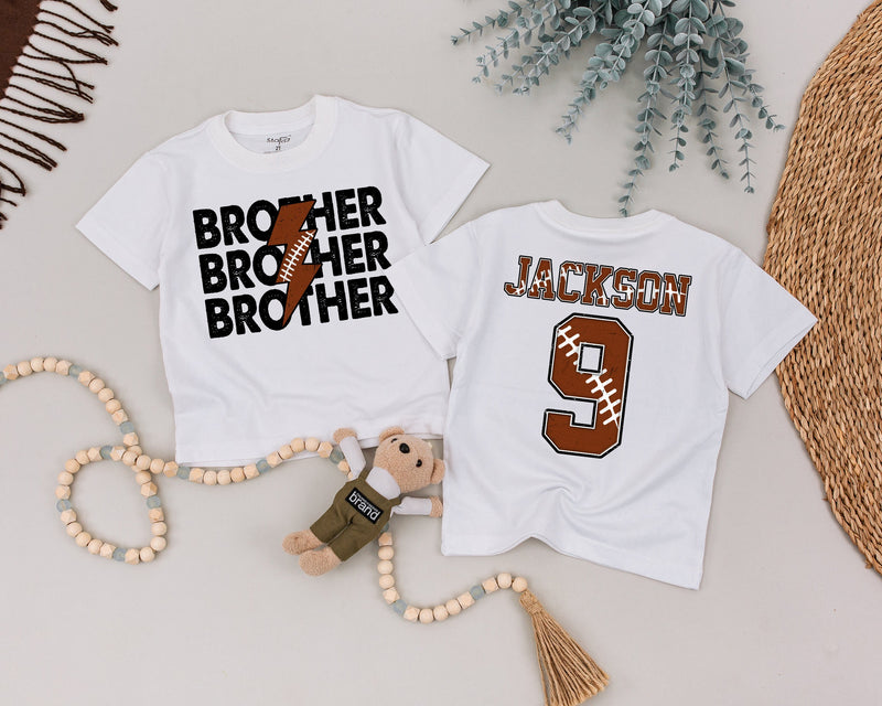Custom Football Romper for Baby or Toddler with Bold Lightning Bolt Sister Design and Football Jersey Style, Soft Cotton, Perfect Gift for Fall