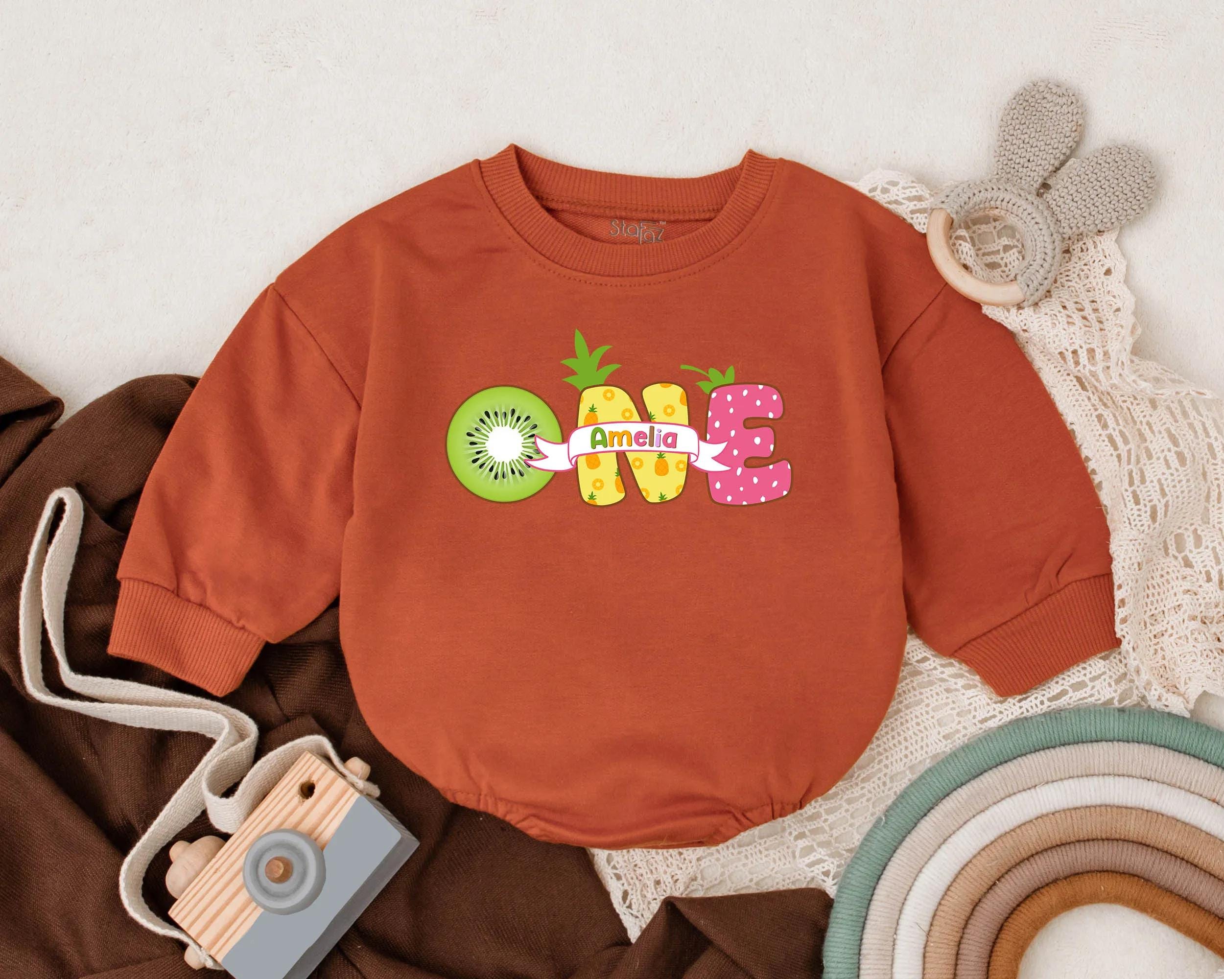 Custom Fruit-Themed First Birthday Romper Baby Girl Personalized Outfit Melon Kiwi Pineapple Watermelon Soft Cotton Summer Gift