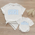 Custom Gigi and Baby Matching Shirt Set, Blue Gingham Varsity Print, Soft Cotton Tee & Bodysuit for Grandma, Mommy & Me Gift