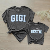 Custom Gigi and Baby Matching Shirt Set, Blue Gingham Varsity Print, Soft Cotton Tee & Bodysuit for Grandma, Mommy & Me Gift