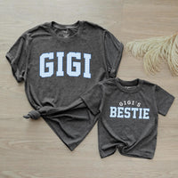 Custom Gigi and Baby Matching Shirt Set, Blue Gingham Varsity Print, Soft Cotton Tee & Bodysuit for Grandma, Mommy & Me Gift