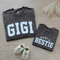 Custom Gigi and Baby Matching Shirt Set, Blue Gingham Varsity Print, Soft Cotton Tee & Bodysuit for Grandma, Mommy & Me Gift